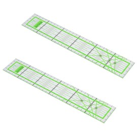 2PCS Quilting Ruler Patchwork Ruler 5x30cm, Acrylic Sewing Rule for Quilters, DIY Fabric Cutting, Seam Measurement, Transparent Non-Slip Gridded Rulers for Precision Patchwork & Wing Projects (2)