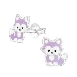 Monkimau Girls' Fox Stud Earrings 925 Sterling Silver, Sterling Silver