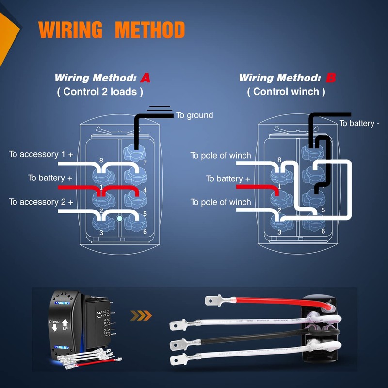 Nilight Down Up Polarity Reverse Switch DPDT 20A 7PIN Momentary