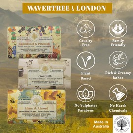 Wavertree & London Duo Gift Box (2 Bars) - 7oz Goats Milk and Beach Scented Moisturizing Triple Milled Natural Soap Bars - Pure Plant Oil Soap Bars for All Skin Types