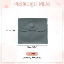 PATIKIL 4x4 Inch Velvet Jewelry Pouches, 6 Pcs Jewelry Packaging Gift Bags with Snap Button for Bracelet Necklace Rings Watch, Gray