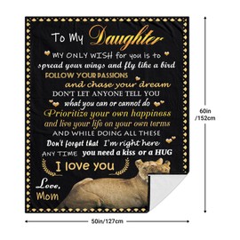 AERPTWEO Daughter Gifts from Mom,to My Daughter Blanket from Mom,Daughter Gifts-Birthday Gifts for Daughter,Christmas Thanksgiving Gifts for Daughter Lion Letter Custom Blanket 50"x60"