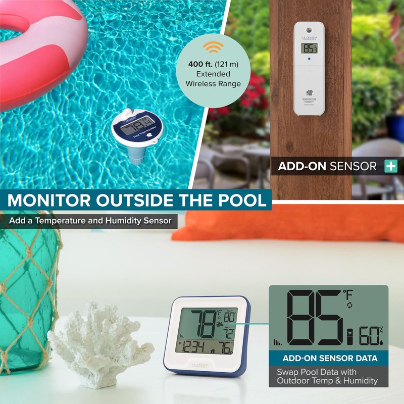 La Crosse Technology 331-09667-INT Wireless Pool Thermometer with Indoor LCD