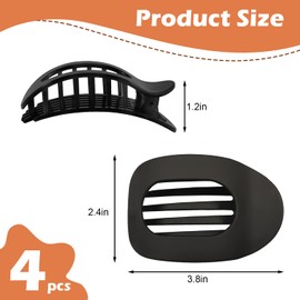 ARWIG 4 Flat Hair Claws | Curved Ladies Hair Clips | Flat Hair Claw | Hair Accessories for Women | Flat Hair Clips for Thick Hair (Color 1)