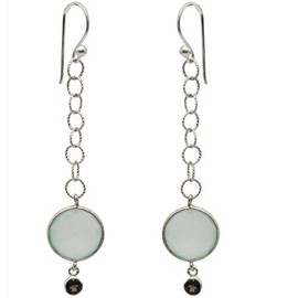 Sterling Silver Chalcedony Smoky Quartz Earrings 4.53g, Sterling Silver, Chalcedony