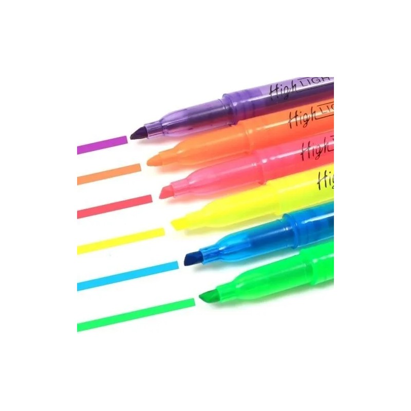 Marcatextos Resaltadores Plumón Escolar Oficina Marcador 6pz