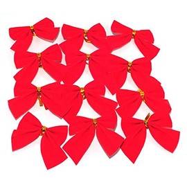 Red Velvet Christmas Decoration Bows (10cm) - 12 pack