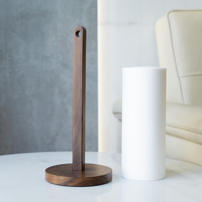 Kihomi Wooden Paper Towel Holder - Walnut Suction Cup Hand
