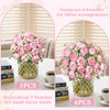 DEMIUKO 6 Bunches Peony Artificial Flowers Small Bouquets Pink Wedding