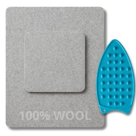 Wool Pressing Mat Set – Wool Ironing Mat for Quilting and Sewing with Silicone Iron Rest Pad Heat-Resistant Ironing Mat for Tabletop Quilters Large Pressing Surface for Precision Work