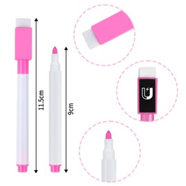 Yolistar Pack of 12 Whiteboard Pens, Magnetic Whiteboard Pens, 3-in-1 Board Marker with Eraser, Whiteboard Marker, Foil Pen Wipeable and Dry Wipe Markers, for Office, School, Home, etc