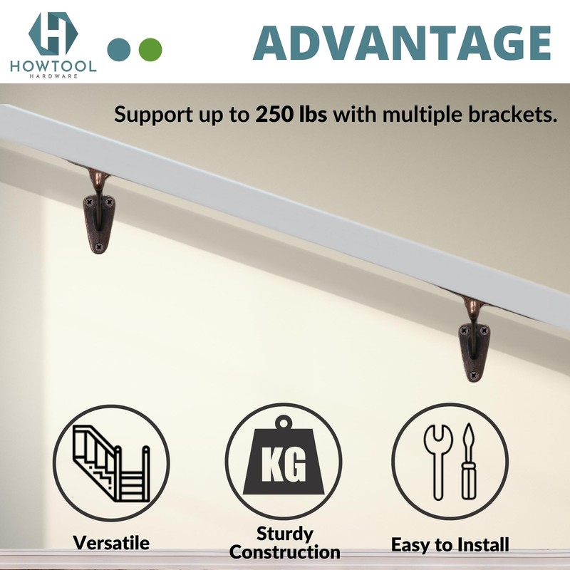 Handrail Bracket Heavy Duty Wall Mounted Antique Bronze V Style,