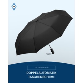 FARE Mini Pocket Umbrella - Premium Umbrella Opens Closes Automatic Flexible Windproof Stable Compact Waterproof Brand Umbrella 60 Years Experience from Germany, black, Plain