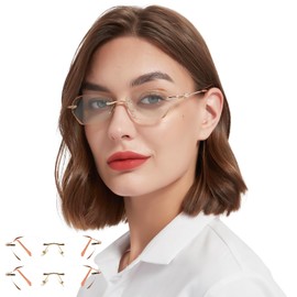 OCCI CHIARI Rimless Blue light Reading Glasses 1.5x Women 2 Pack Readers Designer Eyeglasses(1.0 1.5 2.0 2.5 3.0 4.0)
