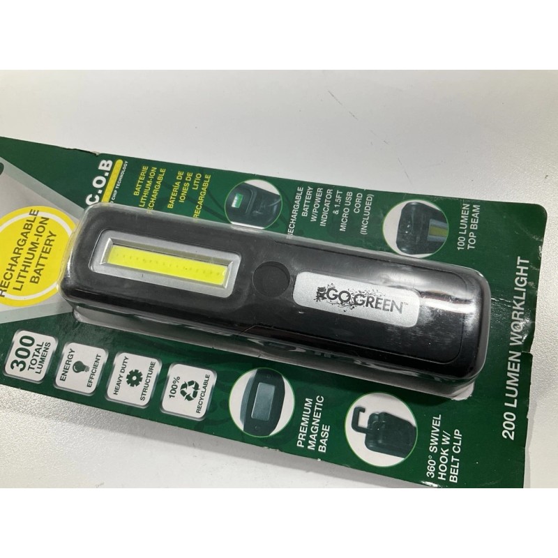 Go Green HERCULES COB LED Worklight Flashlight 200 Lumens, USB