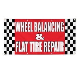 Vinyl Banner Multiple Sizes Wheel Balancing & Flat Tire Repair Body Shop A Automotive Outdoor Weatherproof Industrial Yard Signs Red 4 Grommets 24x48Inches