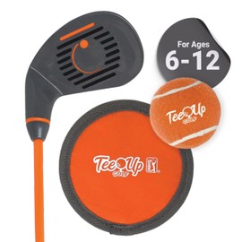 GOLFGEN | PGA Tour Tee-Up 3-Piece Set, Medium, Orange, Right Handed, Use for Indoor/Outdoor Practice, Junior Golf Training Set, Training Clubs