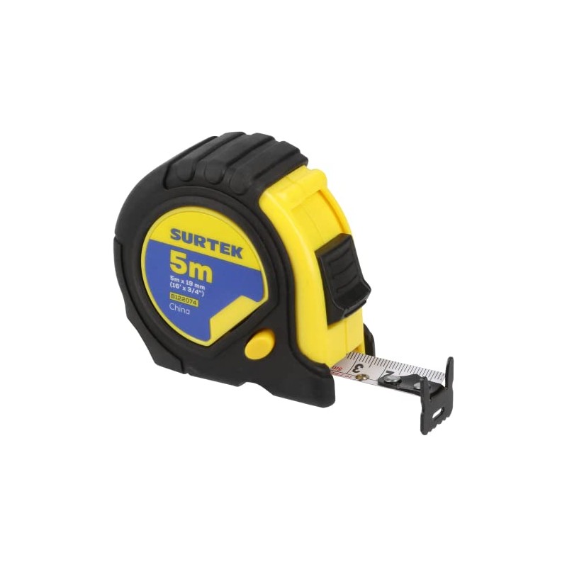 Surtek B122074 Flexómetro con carcasa rubber grip 5 m x