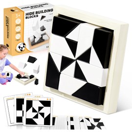akinashi Educational Toy, Brain Training, Hiding Building Blocks, Observation Skills, Thinking Skills, Puzzle, 40 Subject Cards, 80 Questions, For Ages 3 and Up, Kids, Adults, Seniors, Gift