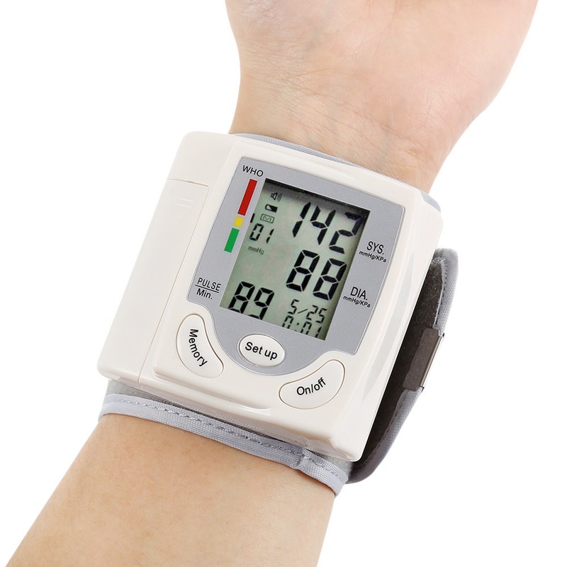 Wrist Blood Pressure Monitor Adjustable Cuff Large LCD Display Digital