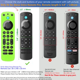 Pinowu Silicone Cover (2pcs) Compatible with Alexa Voice Remote Pro, Anti Slip Silicone Protective Case with Lanyard for Fire TV Cube Remote Pro (Green Glow & Blue NOT Glow)