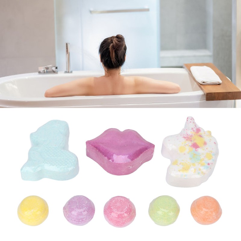 8pcs Bubble Bath Ball Set Different Shapes Fragrance Exfoliating Refreshing