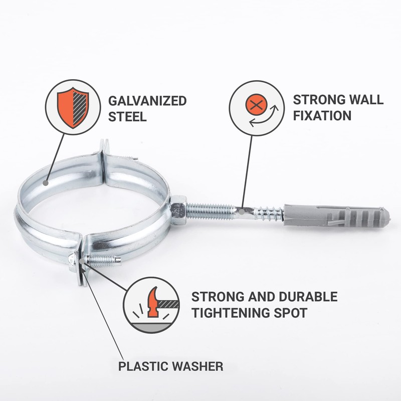 SKIR'CO Pipe Brackets for Diameter 75-80 mm Pipes, Clamps, Pipe