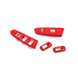ABS Car Look Interior Door armrest Window Switch Panel Cover Trim for Toyota Tacoma 2011 2012 2013 2014 2015 (red)
