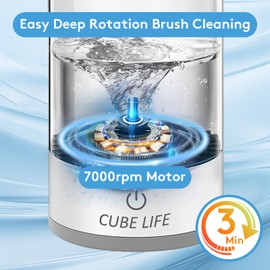 CUBE LIFE Electric Makeup Brush Cleaner Machine, 1200mAh Cosmetic Brush Cleaner Machine For All Type Makeup Brushes, Makeup Brush Cleanser, Brush Washer Machine with Brush Clean Mat
