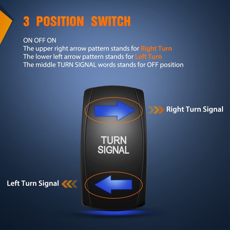 Nilight Turn Signal Switch Blue 4Pin ON-Off-ON Laser Etched SPDT