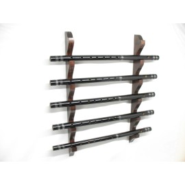 Unbranded Hanging Shinobue Flute Stand Chinese Korean Japanese Bamboo Holds 5 Flutes #970