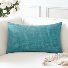 OTOSTAR Linen Throw Pillow Cover Set of 1 Decorative Lumbar Pillowcases Cushion Covers 16x24 Inch for Home Decor Sofa Bedroom Car 40 x 60CM Turquoise