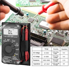 Mini Multimeter Digital AP-4203 LCD Display 2999, AC/DC Voltage, Resistance, DC/AC Current, Capacity, Diode Test Diode and Acoustic Continuity Test, Widely Used for Electrical Troubleshooting