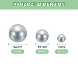 sourcing map 300Pcs Faux Pearl for Crafting, 8/14/20mm No Hole ABS Round Pearls for Vase Fillers, Jewelry Making, Cosmetic Boxes, DIY Parts, Table Scatter, Home Decoration, Silver