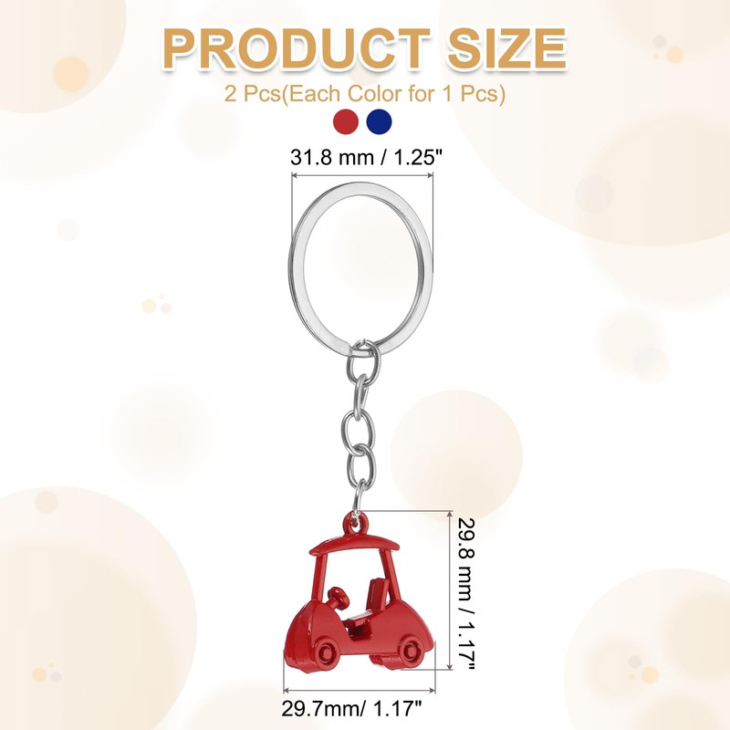 PATIKIL Golf Cart Keychain, 2 Pcs Mini Cute Golf Key