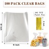 QOIUSO 126pcs Clear Gift Bags 9X12 Cellophane Treat Bags with