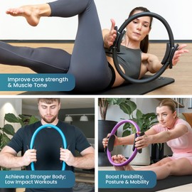 Beenax Pilates Ring - Double Handle Exercise Circle, Fitness Magic Circle - Perfect for Yoga, Core Training, Physical Therapy and Toning Thighs, Abs and Legs (Strong & Resistant)