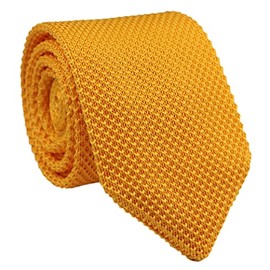 Kihatwin Men's Tender Yellow Eco-friendly Silk Ties Extra Long Knit Necktie Solid 58 Inch