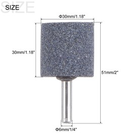 sourcing map 6pcs Abrasive Mounted Stone 1/4" Shank 1.18" Dia Cylindrical Corundum Grinding and Polishing Head for Engraving Rotary Tool