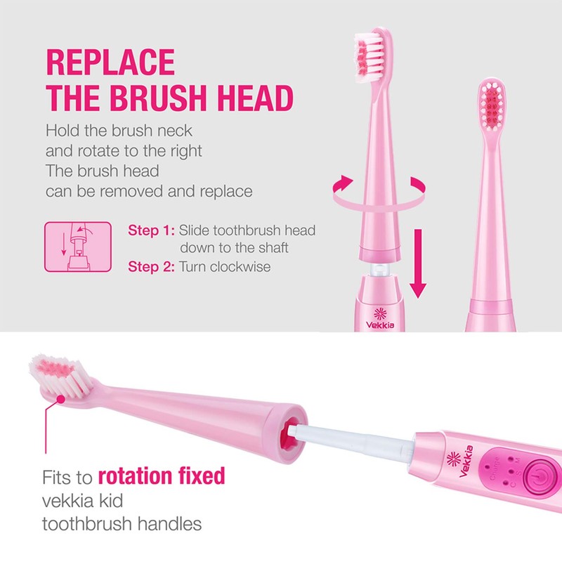 Vekkia Sonic Kids Electric Toothbrush Replacement Heads - 7X More