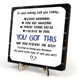 Thank You Gifts for Women Men Office Motivational Quote Signs, Inspirational Wooden Plaque Decor, in Case Nobody Told You Today Sign Home Living Bedroom Shelf Decor,5.9 x 5.9 inches