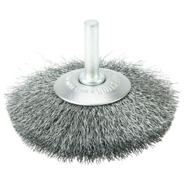 Weiler 17936 3" Stem-Mounted Concave Crimped Wire Wheel, .006" Stainless Steel Fill, 1/4" Stem, Made in The USA (Pack of 10)