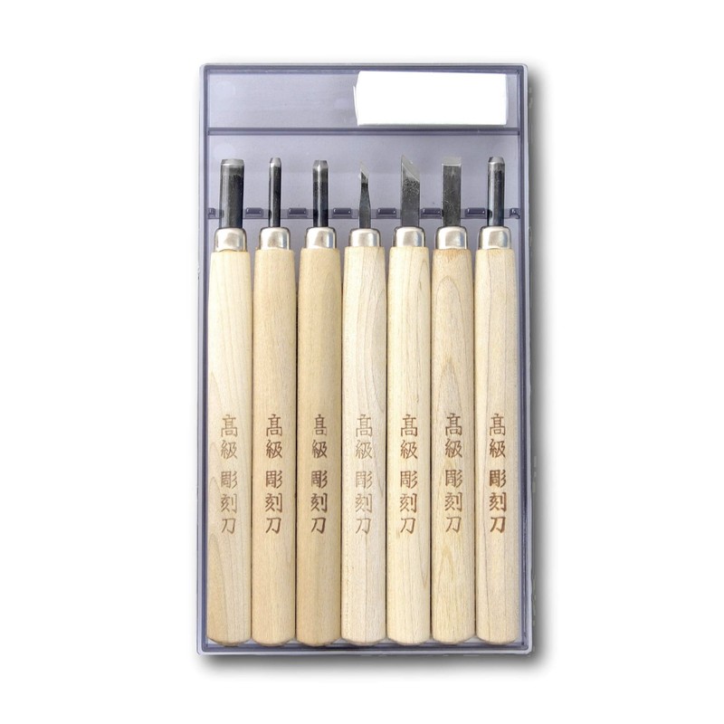 Kakuri Rigoro Chisel Set, All Steel, Plastic Case, 7 Piece