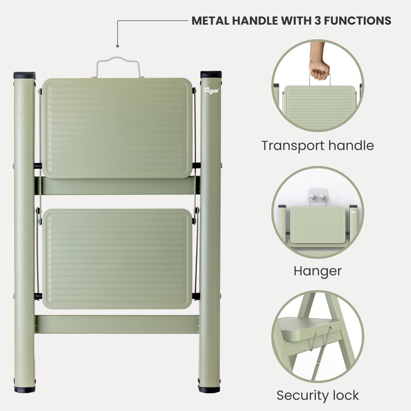 Vigar Step Ladder, Two-Step Stool Foldable up to 330 Pound,