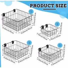 Vesici 4 PACK! Assorted Heavy Duty Slatwall Baskets, Black Vinyl Coated Steel Storage