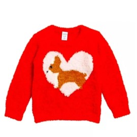 Harper Canyon Fluffy Intarsia Sweater, 18Months, Red