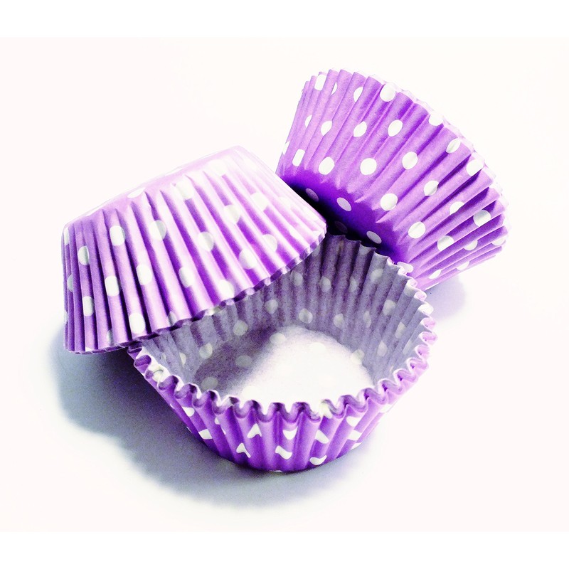 PME Lavender Polka Dots Paper Baking Cases for Cupcakes, Standard