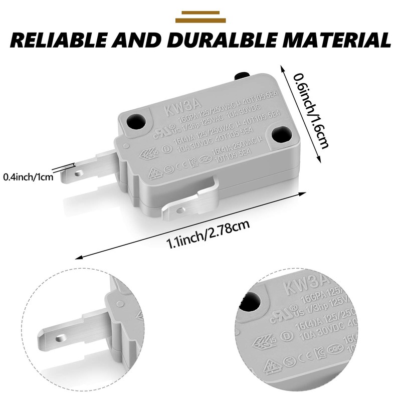 Weewooday 4 Pcs Microwave Oven Door Switch Replacements Part Kw3a