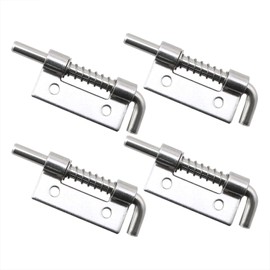 ZRM&E 4pcs 304 Stainless Steel Flat Pin Hinge Spring Latch Movable Spring Bolt Hinge Distribution Cabinet Box Upper and Lower Door Shafts for Cabinet Door