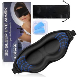 Eye Mask (2024 New Release), No Pressure Sensation, Blindfold, 99.99% Light Blocking, Sleep Safe, Lightweight, 3D, Freely Adjustable, Washable, For Summer/Winter, Unisex, Earplugs Included, Storage